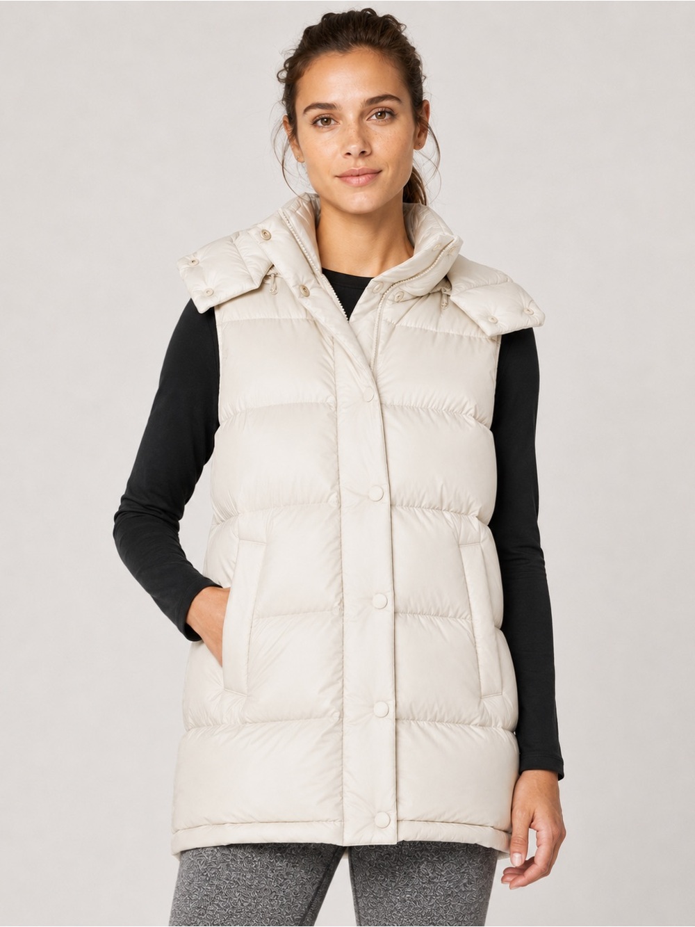 Lululemon Wunder Puff Mid Length Down Vest Size 4 Off White 600 Fill Puffer Vest